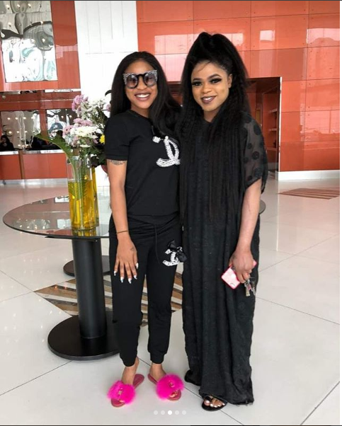 Tonto Dikeh Professes Love to Bobrisky As They Both Step Out In Black [Photos]