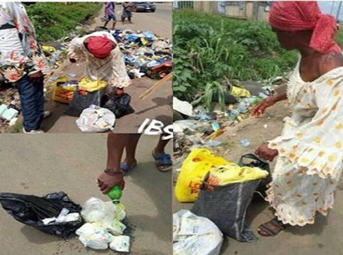 Lady Caught Red Handed Collecting Used Sanitary Pads, Pampers [Photos]