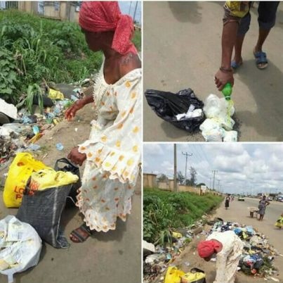 Lady Caught Red Handed Collecting Used Sanitary Pads, Pampers [Photos]