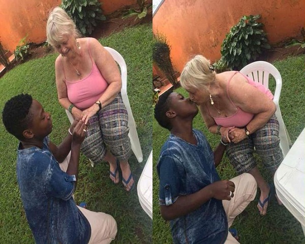 Photos Of Young Nigerian Man As He Proposes To His Older Oyinbo Lover [Photos]
