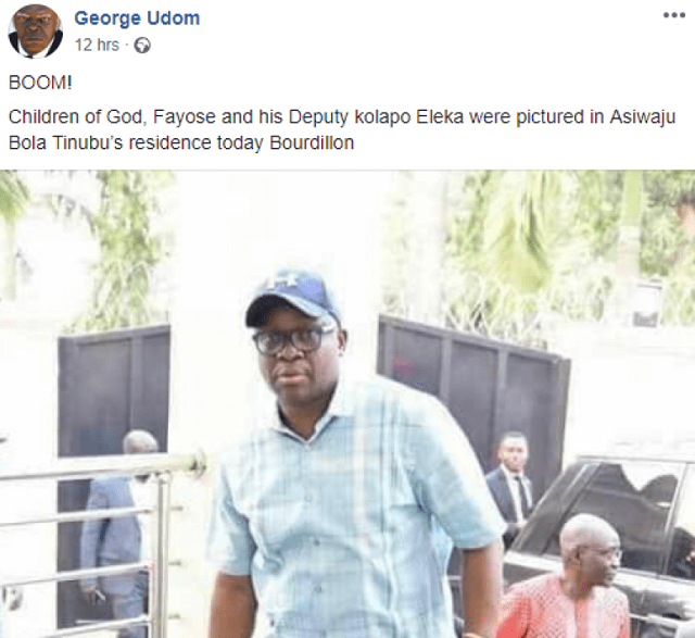 Outgoing Governor, Fayose and His Deputy Caught at TINUBU’s Lagos Residence and This Happened [Photo Evidence]