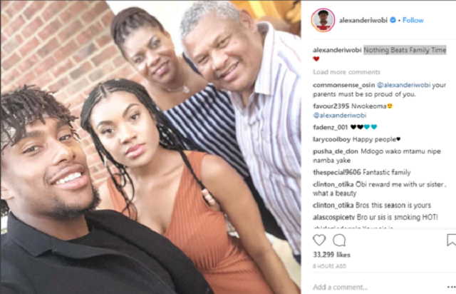 Super Eagles Star, Alex Iwobi Shares Beautiful Family Photo with His Parents and Sister [Photos]