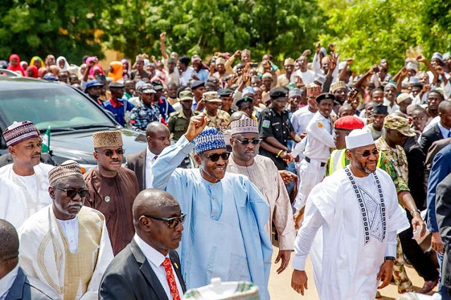 After Trekking 800m to His House, Buhari Boasts on How He Will 2019 Election by Slide