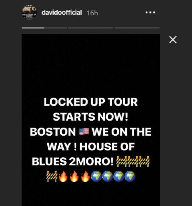 Just Days after Registering For NYSC in Lagos, Davido Heads to Boston for His US Tour