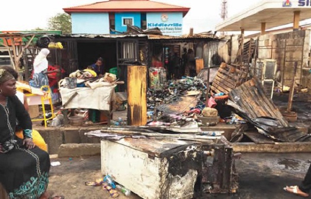 So Sad! Items worth Millions of Naira Destroyed As Fire Guts Shops in Ikorodu