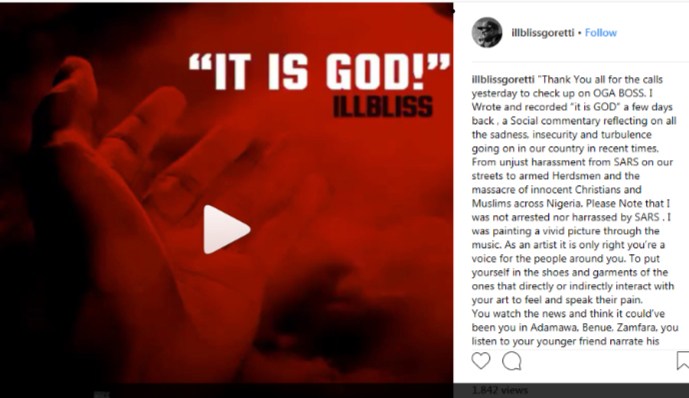 FAT LIE! Here’s What Actually Happened, Rapper Illbliss Was Neither Arrested or Harassed by SARS Officials