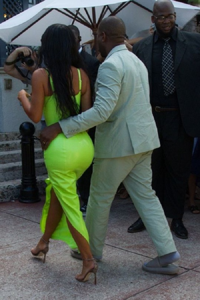 Photos Of Kanye West As He Attends 2Chainz Star Studded Wedding, Shirtless And Wearing Slippers