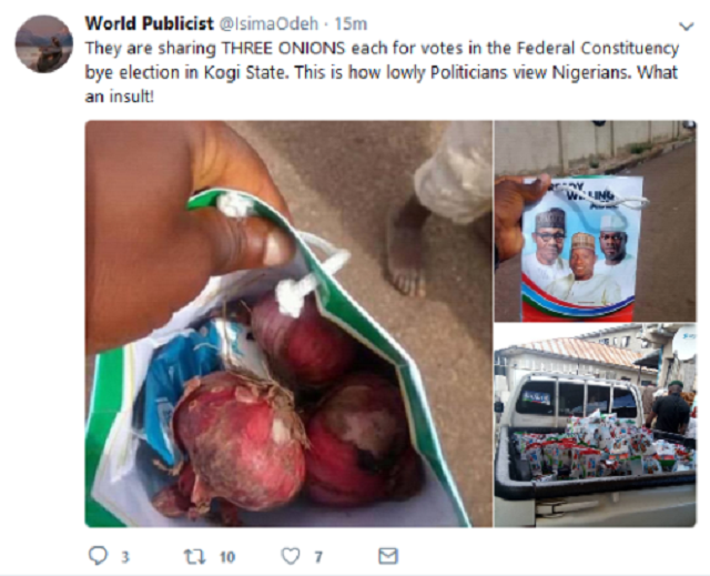 3 onions shared to voters by politicians in Kogi bye-election [Photos]