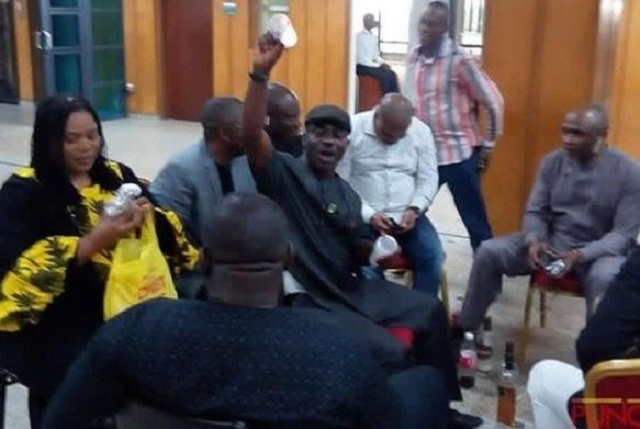 TOO BAD!! Nigerian Lawmakers Celebrates With BEER and Other Alcoholic Drinks Right inside the National Assembly Building [Photos]
