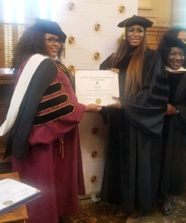Photos of Linda Ikeji As She Receives Honorary Doctorate Degree From Trinity International University [Photos]