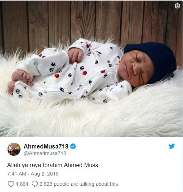 Super Eagle Player, Ahmed Musa Reveals His Newborn Son’s Name As He Shares Adorable First Photo Of Him [Photos]