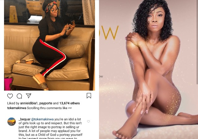 Instagram Users Troll Toke Makinwa For For Removing Her Clothes, Pants And Bra In Her New Picture [Photos]