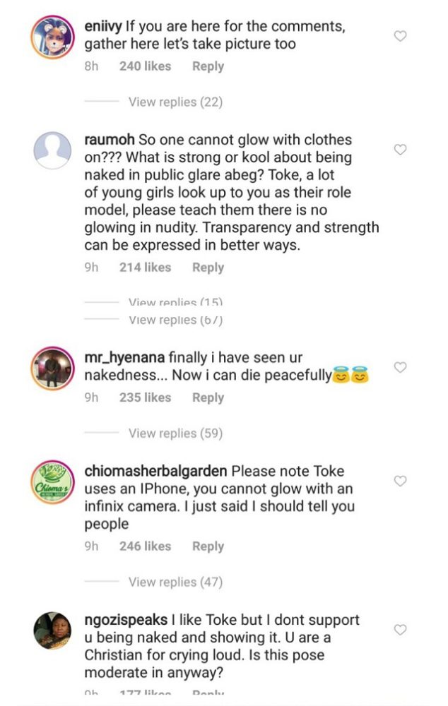 Instagram Users Trolls Toke Makinwa For For Removing Her Clothes, Pants And Bra In Her New Picture [Photos]