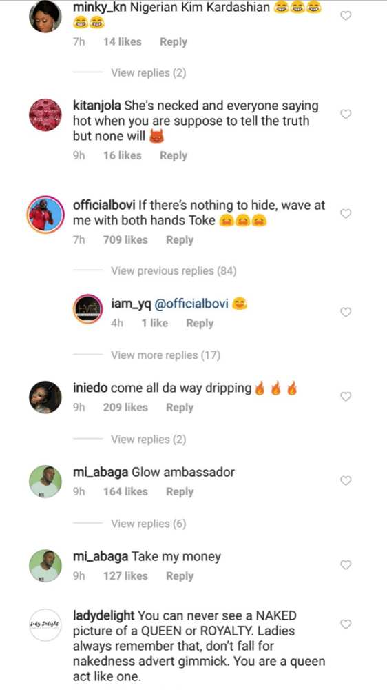 Instagram Users Trolls Toke Makinwa For For Removing Her Clothes, Pants And Bra In Her New Picture [Photos]