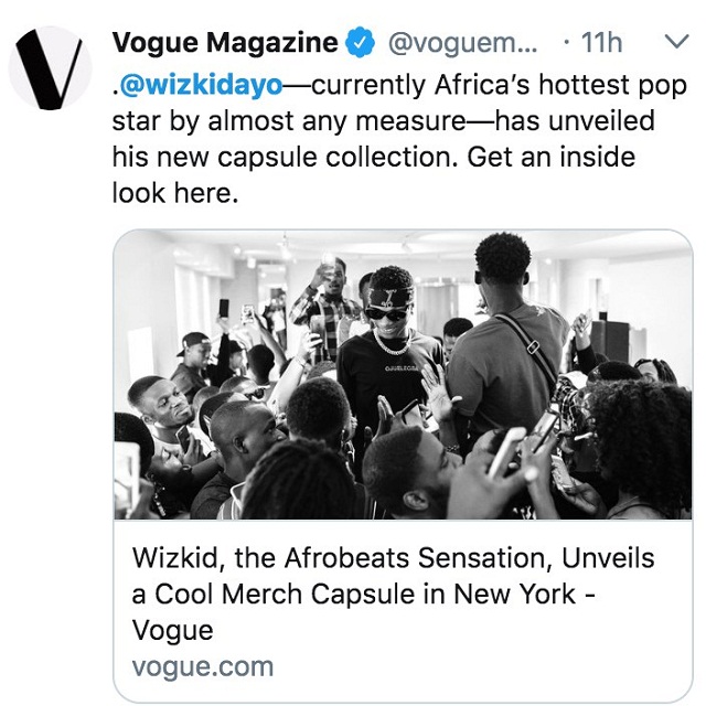 Wizkid Is the African Hottest Pop Star - Vogue Declares