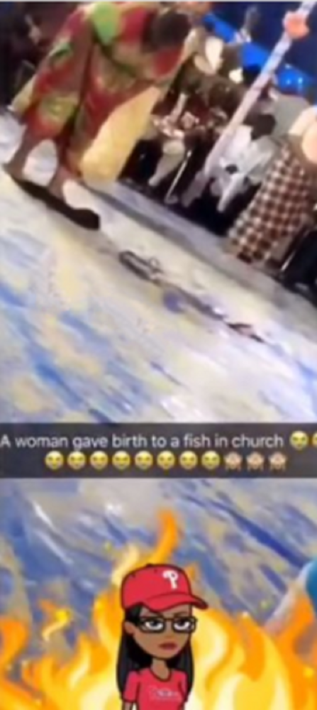 UNBELIEVABLE! Nigerian Lady gives birth to a catfish in Church [photos]