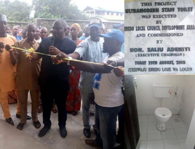 Popular Lagos Council Chairman, Hon. Saliu Adeniyi, Commissions Single Toilet [Photos]