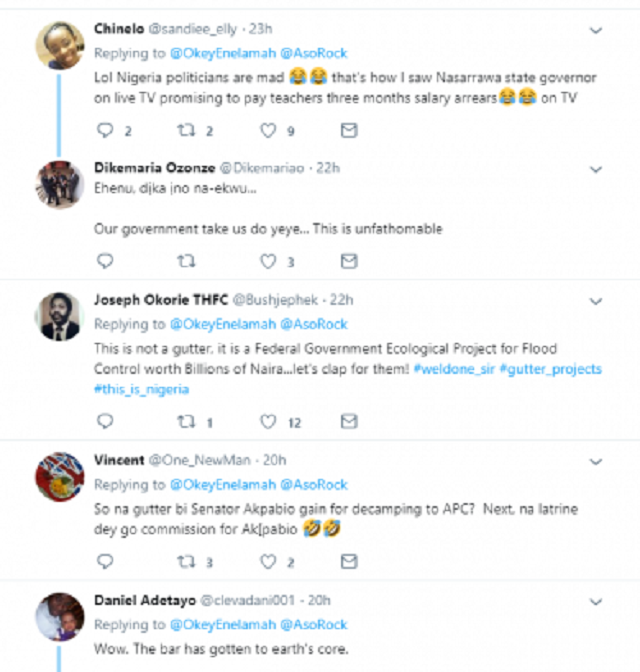 Nigerians Troll OKECHUKWU ENELAMAH, A Nigerian Minister for Commissioning a Gutter