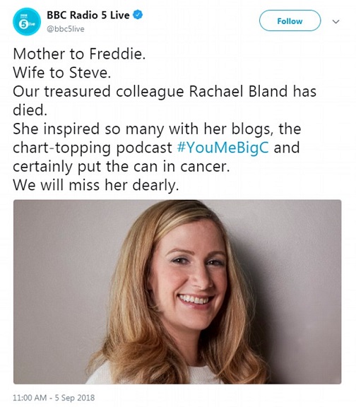 Sad! BBC News Presenter Rachael Bland Dies Peacefully At Home After Losing Battle With Cancer