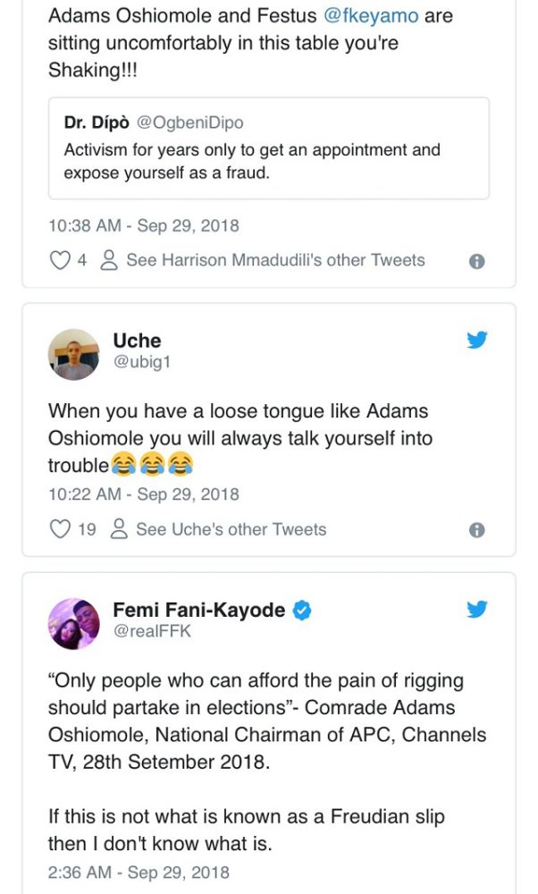 How Nigerians Reacted To Adams Oshiomole’s Slip of Tongue Where He Mentioned “Rigging” While Speaking on Osun State Re-Run Election