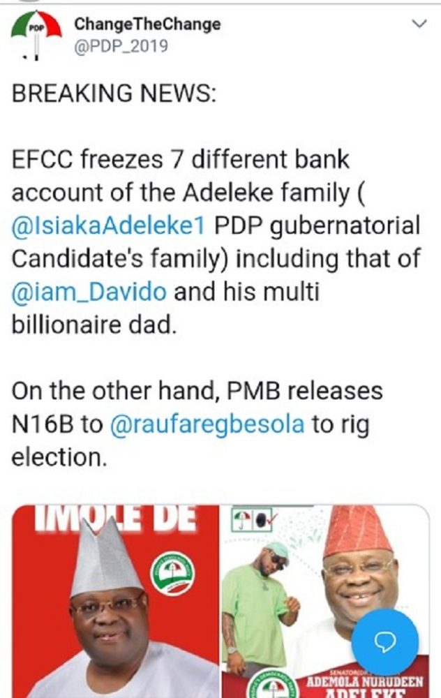 Few Days to Osun State Election, EFCC Freezes Seven Different Bank Accounts of the Adelekes’ Family