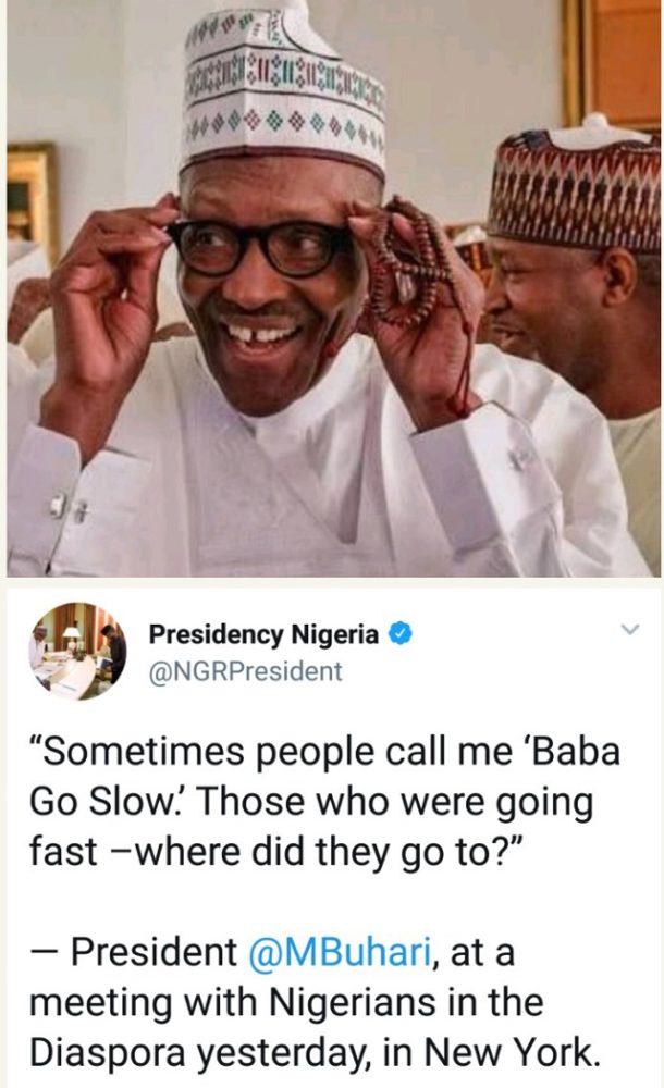 People Call Me “Baba Go Slow”, Those Who Were Going Fast, Where Did They Go To? – Buhari