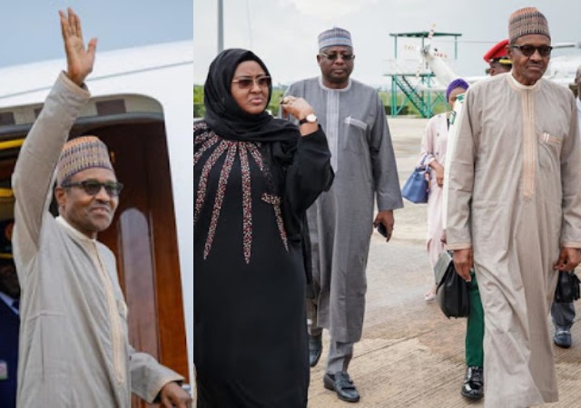 More Photos of President Buhari and His Wife As They Departs To China
