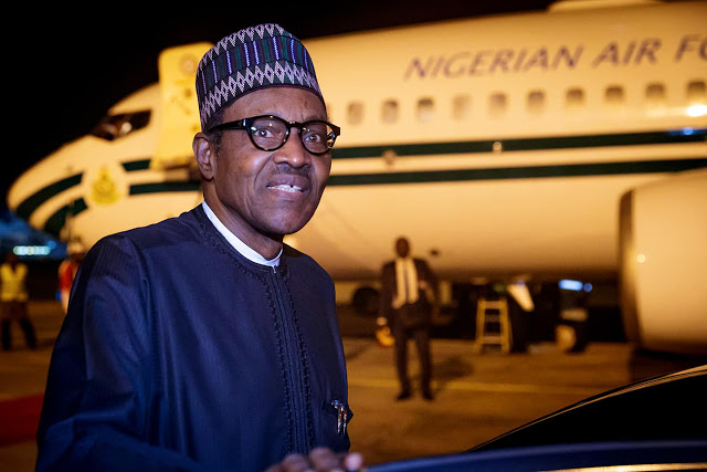 More Photos of President Buhari and His Wife Aisha As They Arrives Nigeria