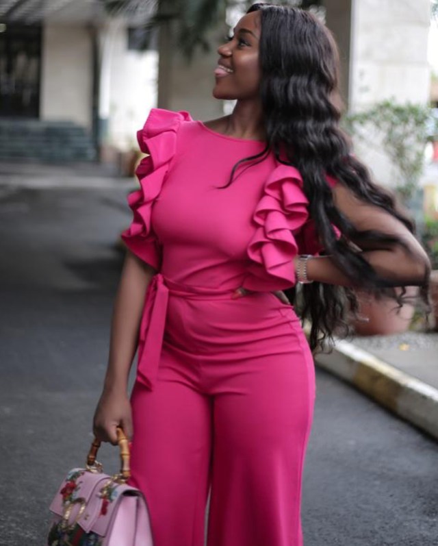 Chioma Assurance, Davido’s Girlfriend, Dazzles in Pink Jumpsuit [Photos]