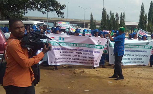 Nigerians in Ghana Stage Protest As Ghana Shuts Down Their Businesses