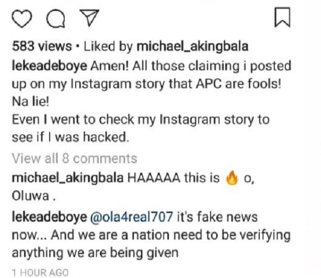 “It Is Fake News as Normal” Leke Adeboye Denies Viral Post about APC