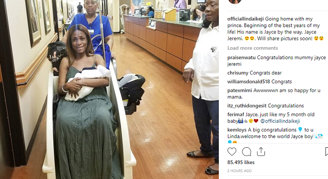 Finally, Linda Ikeji Confirms That Sholaye Jeremi Is the Father of Her Son