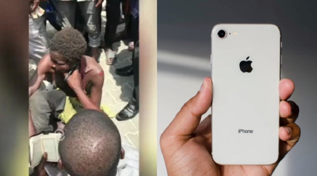 SERIOUS DRAMA! Mad Man Caught With 2 Iphone 8 and Lots of Cash in Lagos [Photos]