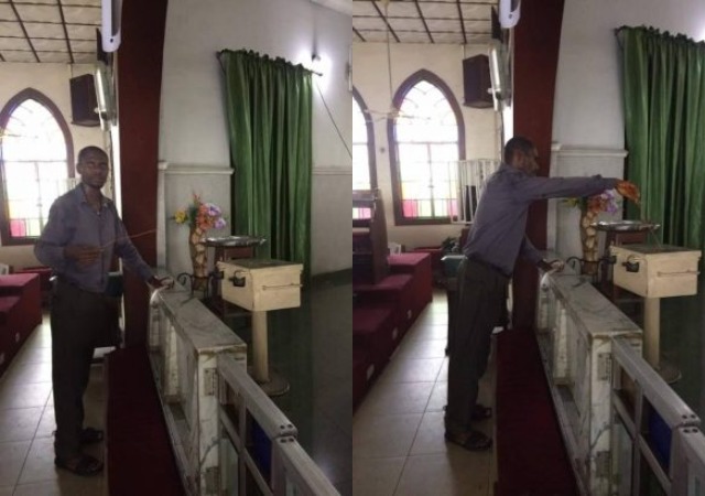 More Photos of the Man Caught Red-Handed While Using Wire to Steal From a Tithe Box in Port Harcourt