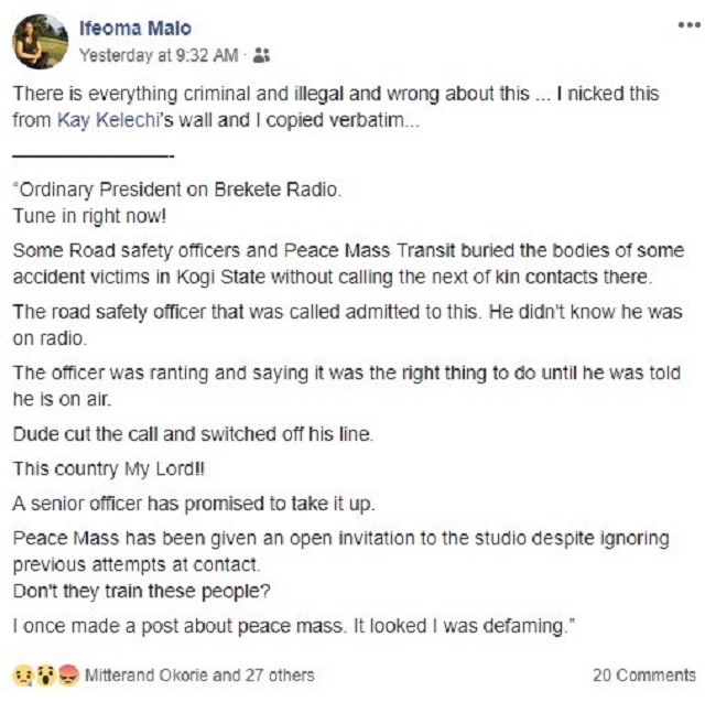 Peace Mass Transit Accused of Burying Passengers Involved In a Fatal Accident without Their Families Consent