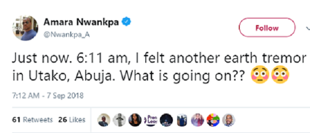 Abuja Earth Tremor: Earth Tremor Rocks Abuja, Even This Morning Too; FG Issues Red Alert