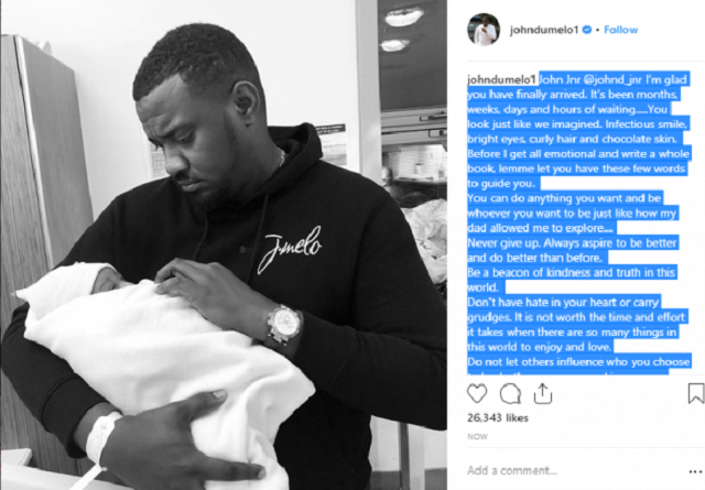 5 Months after His Wedding, John Dumelo Welcomes A Baby Boy with Wife