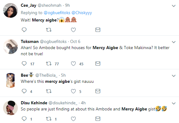 Mercy Aigbe Trends on Twitter over Rumour of Ambode Buying Her and Toke Makinwa A Mansion