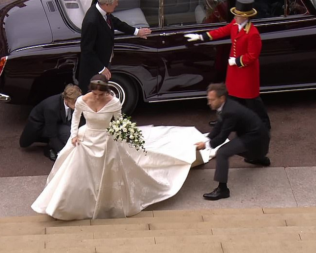 Royal Wedding: More Photos of Princess Eugenie As She Walks Down the Aisle in a Low-Backed Gown and a Tiara Borrowed From the Queen [Photos]