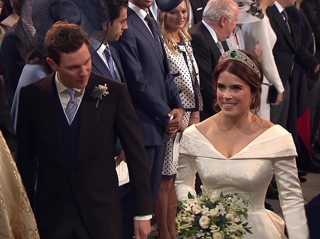 Royal Wedding: More Photos of Princess Eugenie As She Walks Down the Aisle in a Low-Backed Gown and a Tiara Borrowed From the Queen [Photos]