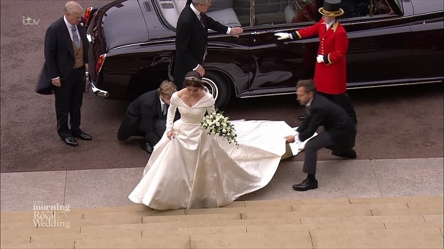 Royal Wedding: More Photos of Princess Eugenie As She Walks Down the Aisle in a Low-Backed Gown and a Tiara Borrowed From the Queen [Photos]