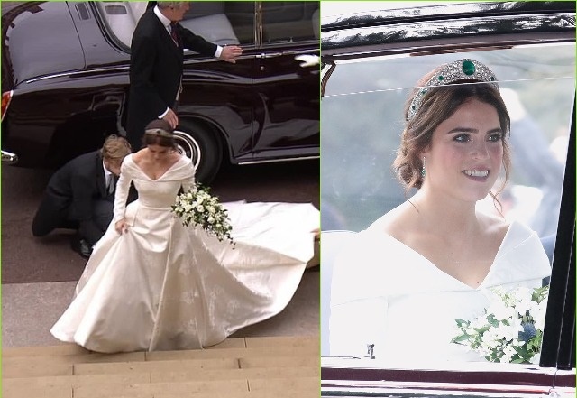 Royal Wedding: More Photos of Princess Eugenie As She Walks Down the Aisle in a Low-Backed Gown and a Tiara Borrowed From the Queen [Photos]