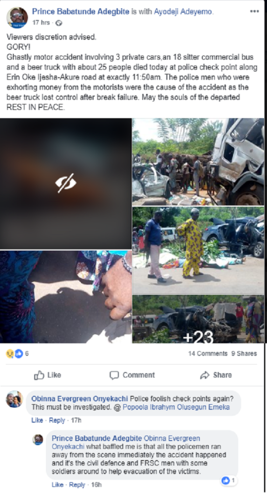 More Than 20 Led As Alleged Police Extortion Causes Multiple Vehicle Accident [Graphic Photos]