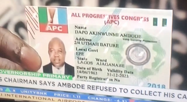 Embattled Ambode Receives His APC Membership Ahead Of Primaries [Photo]