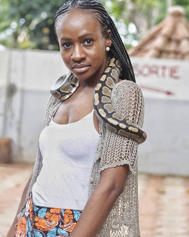 Reality Star, Anto, Spotted With A Huge Python In Benin [Photos]