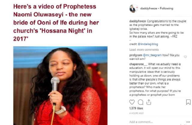 As Expected, Daddy Freeze React To Wedding of Ooni of Ife and Prophetess Naomi Oluwaseyi
