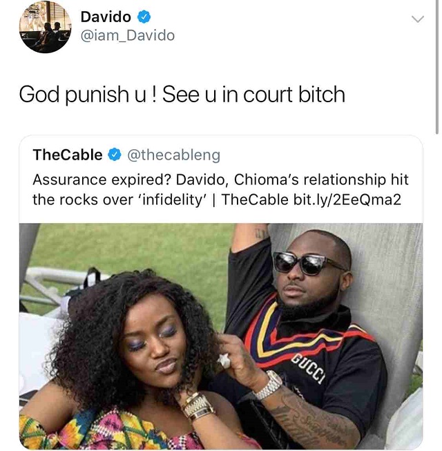 Singer Davido, reacts to news of his break up with Chioma amidst pregnancy drama