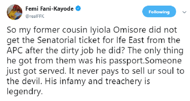 FFK shades his ''FORMER COUSIN'' IYIOLA OMISORE, reveals how he sold his soul to the DEVIL