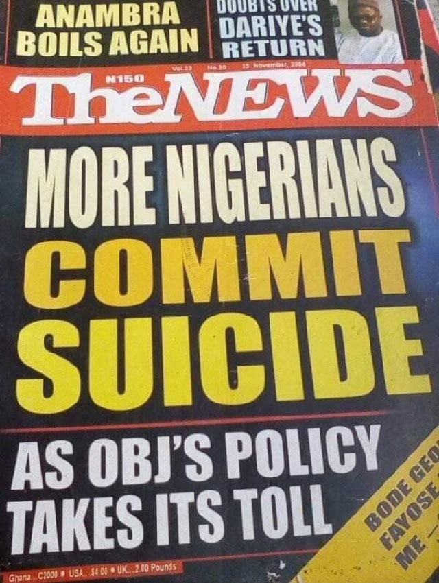 Keyamo Pulls Out 2004 Old News Magazine Which Says Many Nigerians Committed Suicide during Obasanjo/Atiku Administration
