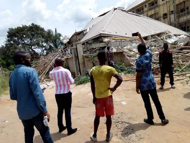 Photos of the Newly Completed Students Hostel That Collapsed Near UNIZIK in Awka